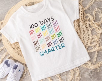 100th Day of School Shirt, 100 Days Smarter, Kids 100 Days of School T-Shirt, Toddler 100 Days School Shirt, Hundred Days of School Shirt