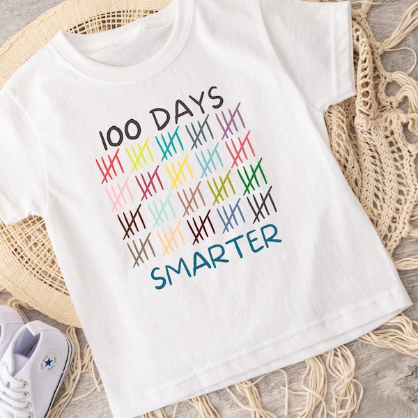 100th Day of School Shirt, 100 Days Smarter, Kids 100 Days of School T-Shirt, Toddler 100 Days School Shirt, Hundred Days of School Shirt