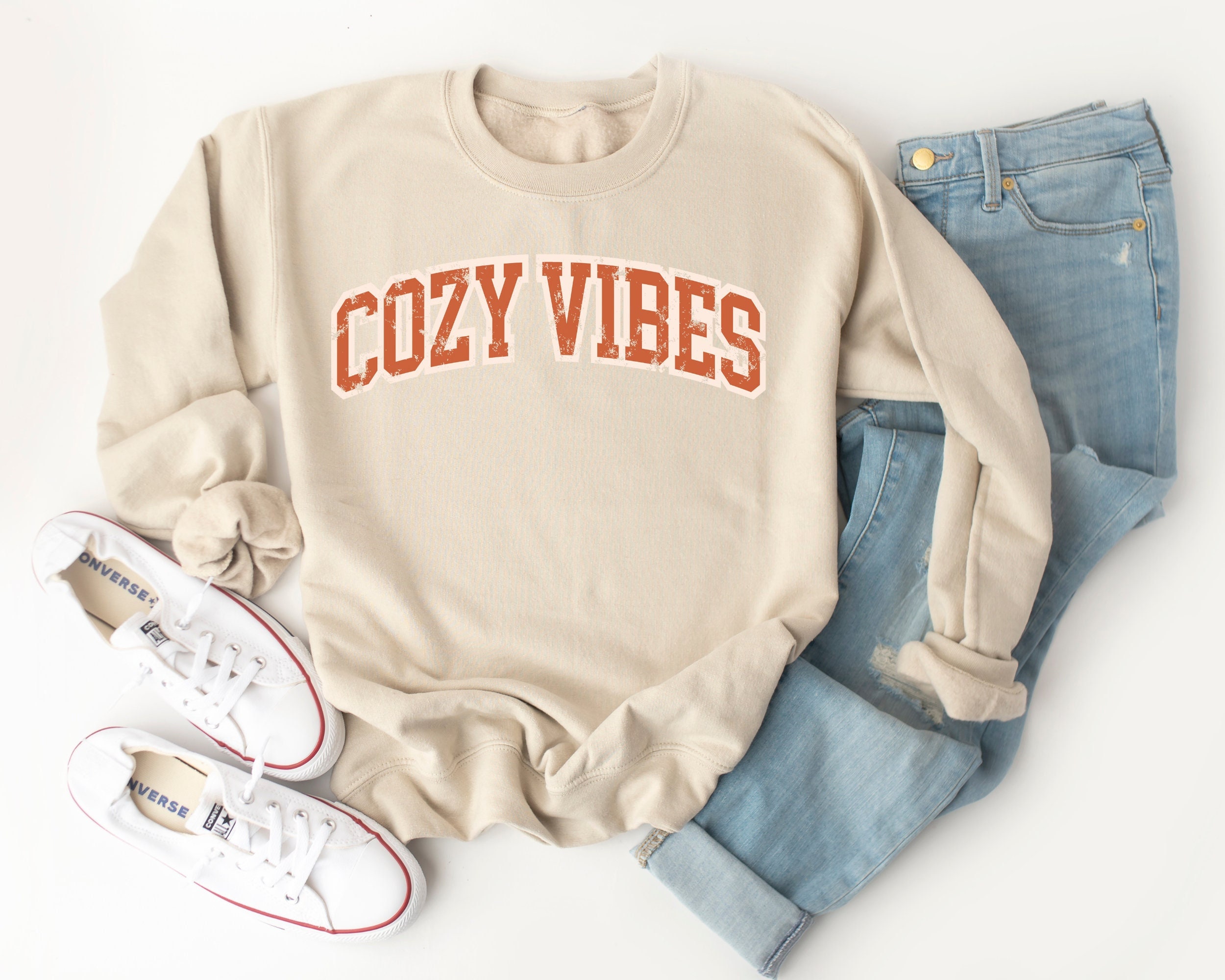 Cozy Vibes Sweatshirt, Fall Sweatshirt, Retro Fall Crewneck, Womens Fall Sweaters, Cozy Sweater Weather, Fall Shirts, Womens Gifts Halloween