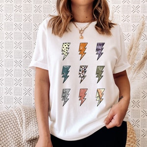 Lightening Bolt Shirt, Lighting Bolt Tee, VSCO Shirts, Vintage 90s Shirt, Retro Lightening T-Shirts, Aesthetic Trendy Clothes, Womens tshirt