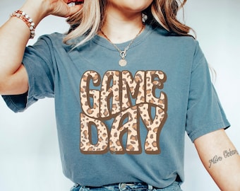 Chemise Gameday léopard, chemise Gameday Comfort Colors, chemise Game Day, chemise de football, chemise de football Comfort Colors, t-shirt Football Gameday