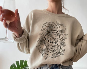 Internally Screaming Possum Sweatshirt, Possum Shirt, Opossum Crewneck Sweatshirt, Racoon Opossum Shirt