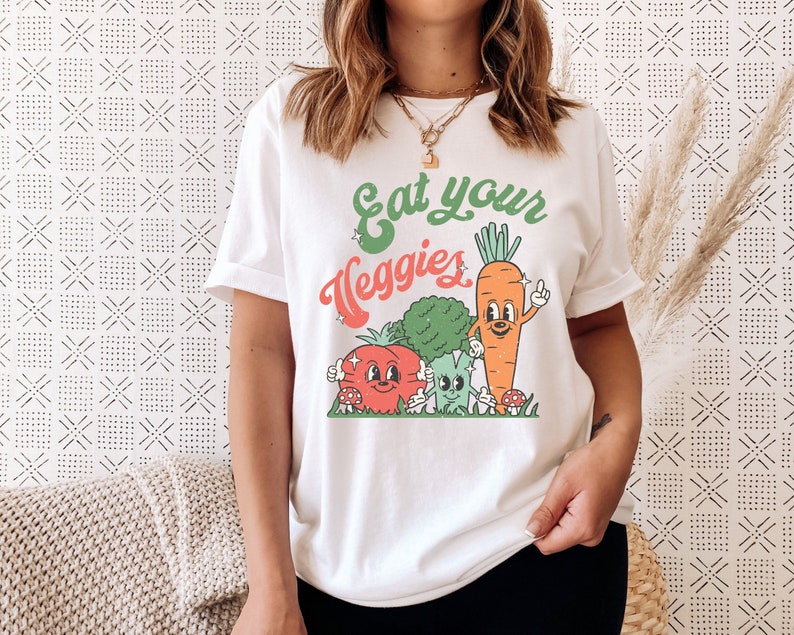 Eat Your Veggies Shirt, Retro Gardening Shirt, Gardener Shirt, Garden Shirts, Farmer Shirt, Farm TShirt, Gardening Gift, Plant Mom Shirts image 1