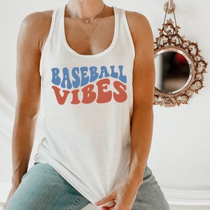 Baseball Vibes Tank Top, Womens Baseball Tank, Baseball Tanks for Women, Baseball Game Tank, Sleeveless Baseball Shirt