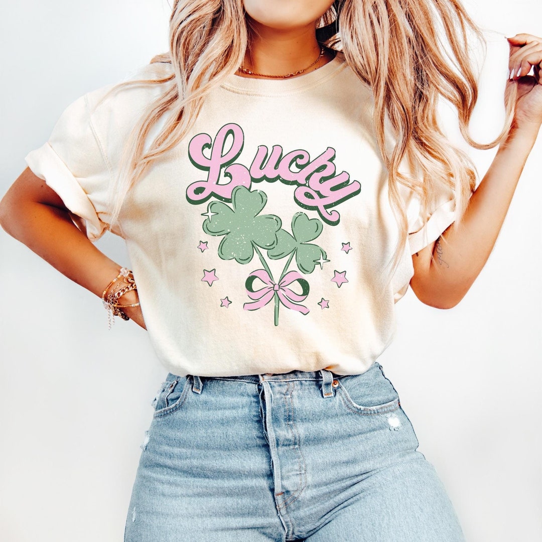 Lucky St Patrick's Day Bow Shirt, Lucky Shamrock Shirt, St Patrick's T ...