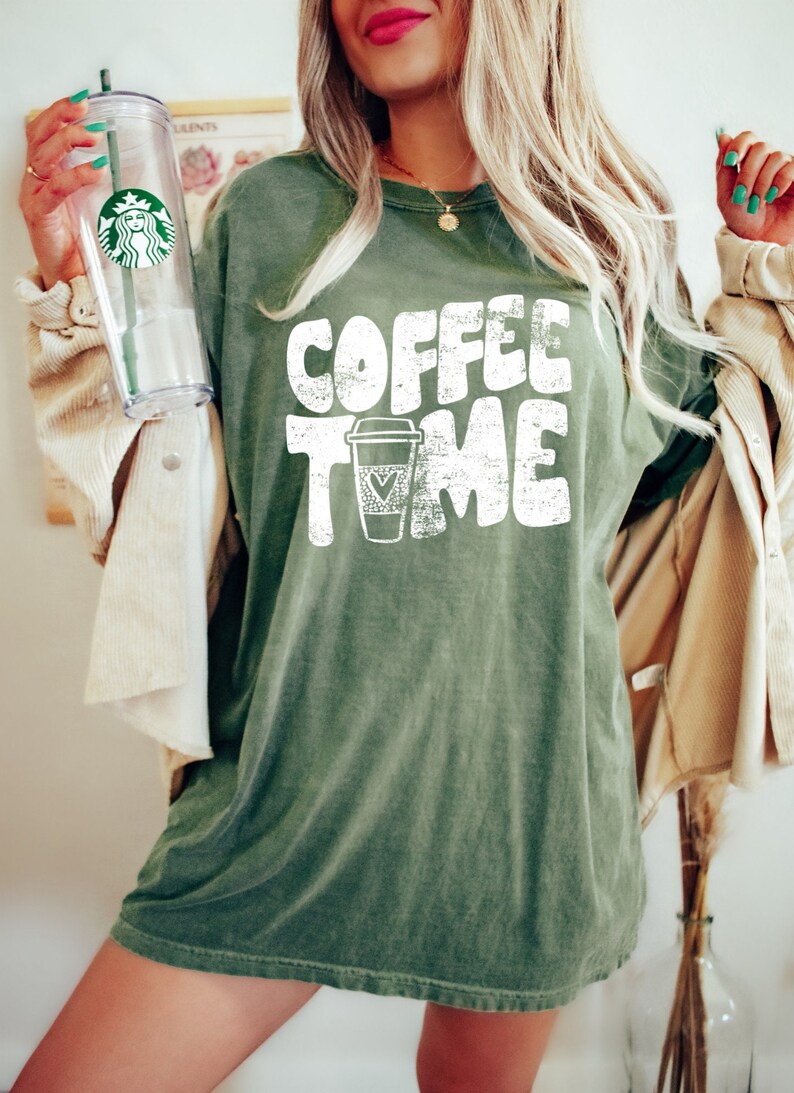 Comfort Colors Coffee Time Shirt Womens Retro Distressed - Etsy