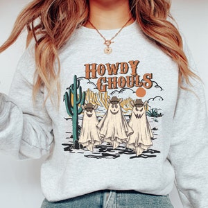 Howdy Ghouls Sweatshirt, Western Halloween Crewneck, Retro Vintage Western Halloween Shirt for Women, Cowboy Cowgirl Howdy Sweatshirts