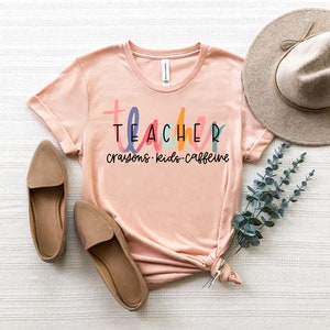 Teacher Shirt Crayons Kids Caffeine Teach Shirt Teacher T - Etsy