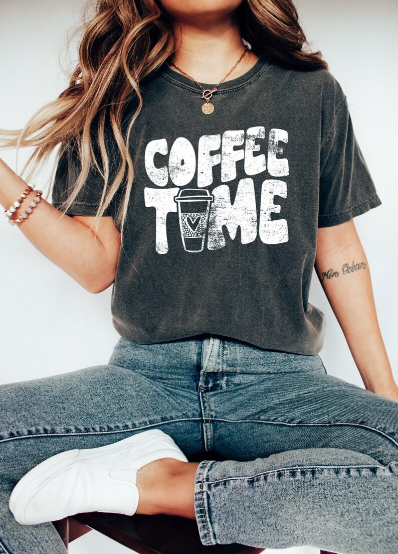 Comfort Colors Coffee Time Shirt Womens Retro Distressed - Etsy