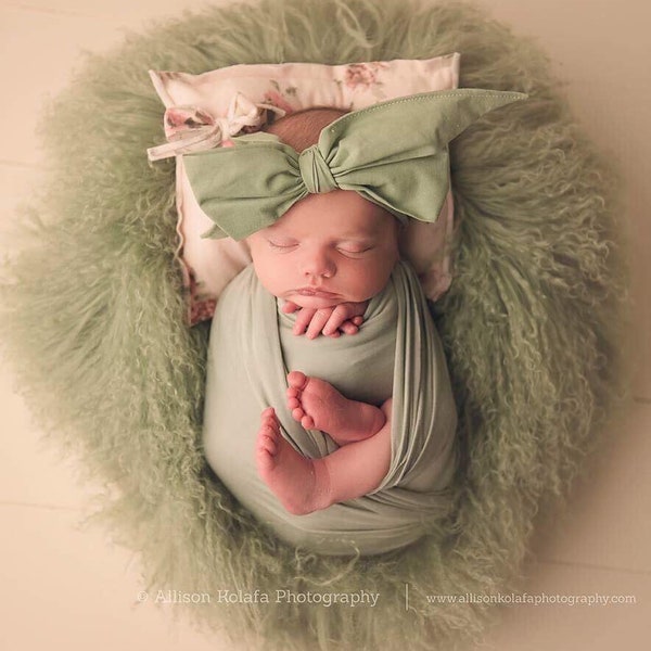 LAUREL Gorgeous Wrap- headwrap; fabric head wrap; green head wrap; boho; newborn headband; baby headband; toddler headband