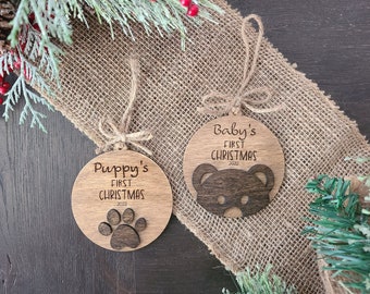 Baby's First Christmas | Puppy's First Christmas | Wooden Ornament
