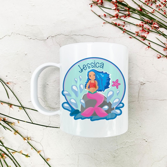Plastic Polymer Unbreakable Children's Personalised Cup MERMAID - Main Image
