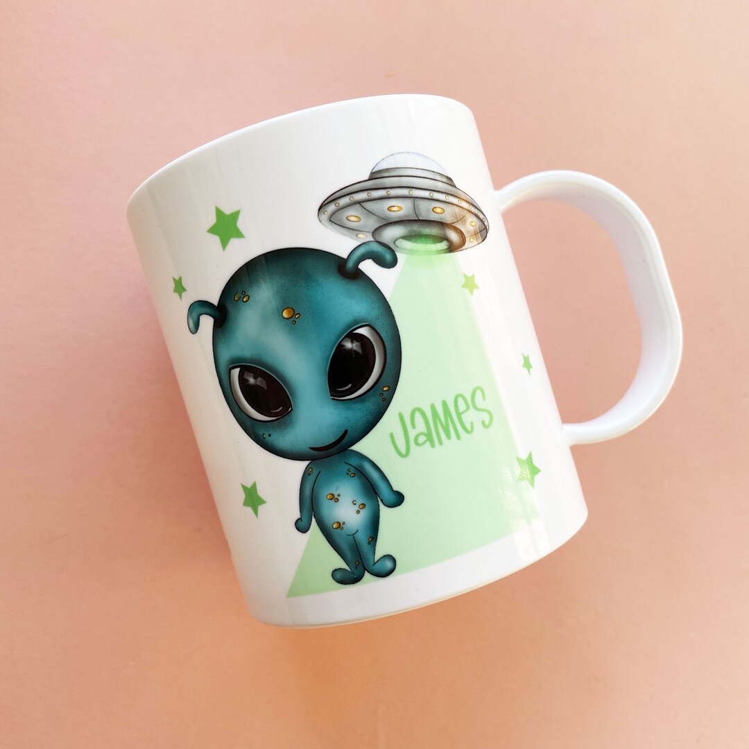 Kids Cartoon Alien Spaceship Polymer Unbreakable Mug Kids Plastic Cup ...