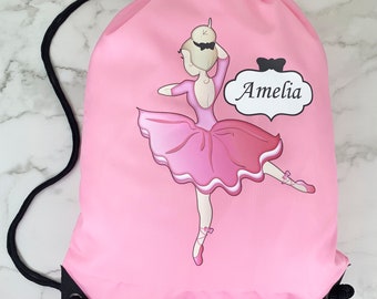 Personalised Ballerina Dancing NEW Pink Swimming Bag - Dance Bag - P E Bag for school - FREE POSTAGE