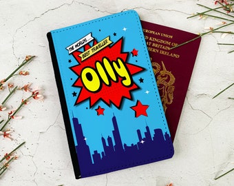 Children's Personalised Passport Cover - Superhero Comic