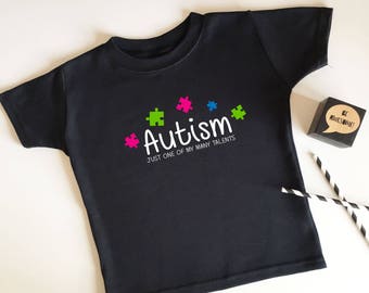 Autism Puzzle Just one of my many talents Neon - Kids Sensory Soft T-shirt