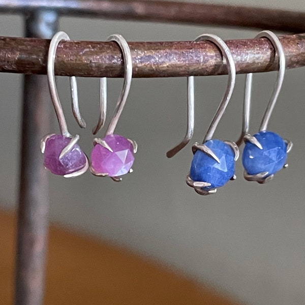 Teeny Tiny Minimalist Sapphire Droplets Earrings