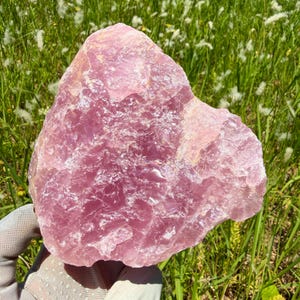 863g rainbow Raw Rose Quartz Chunk, Ethically Sourced Crystal