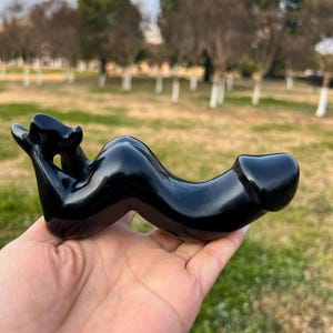 Geschnitzter Obsidian Massage Stick, Naturstein Skulptur (155 mm)