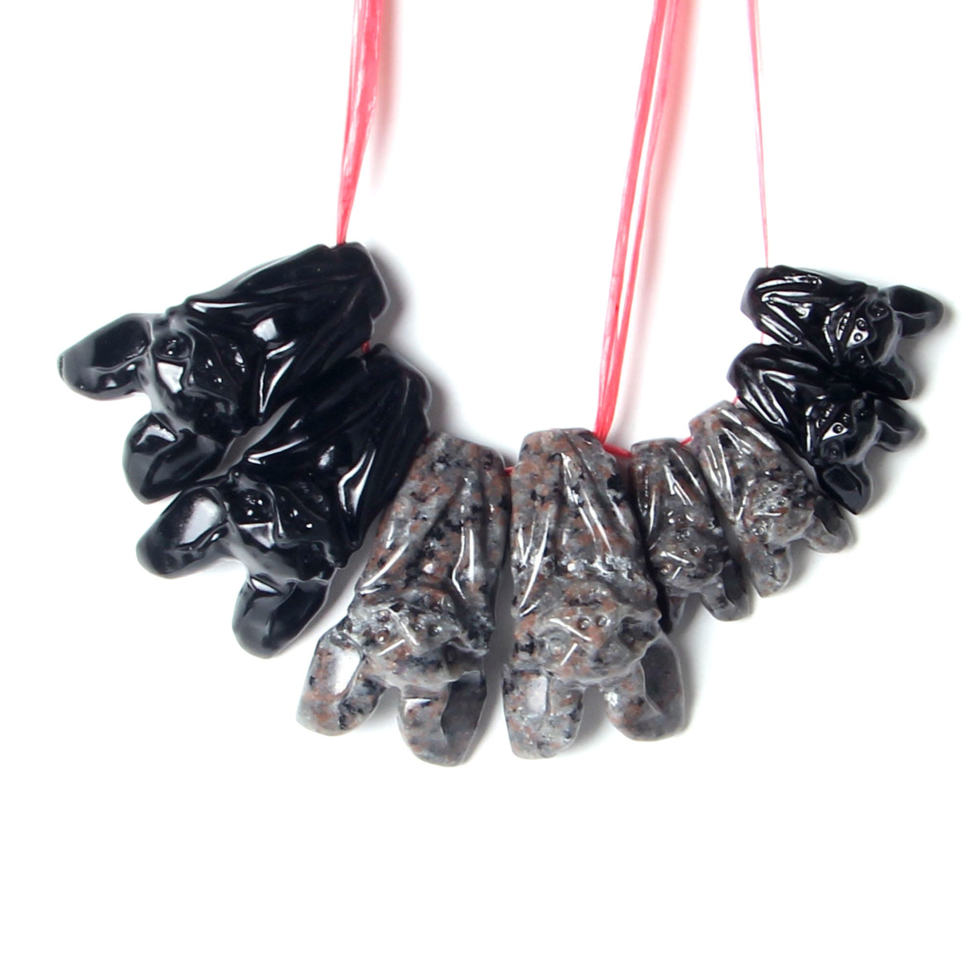 Handcarved natural obsidian bat yooperlite bat pendant with holes