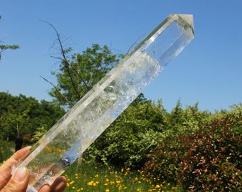 Natural Clear Crystal Quartz Point Tower(300mm)  – Meditation Grid Stone