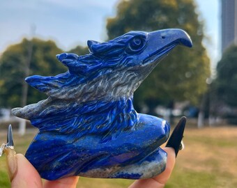 手作りのラピスラズリの鷲とコブラの彫刻：青い石の動物彫刻 - Etsy 日本