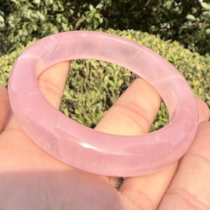 Bracelet jonc naturel en quartz rose Cristal guérisseur de Madagascar Diamètre intérieur : 57 mm