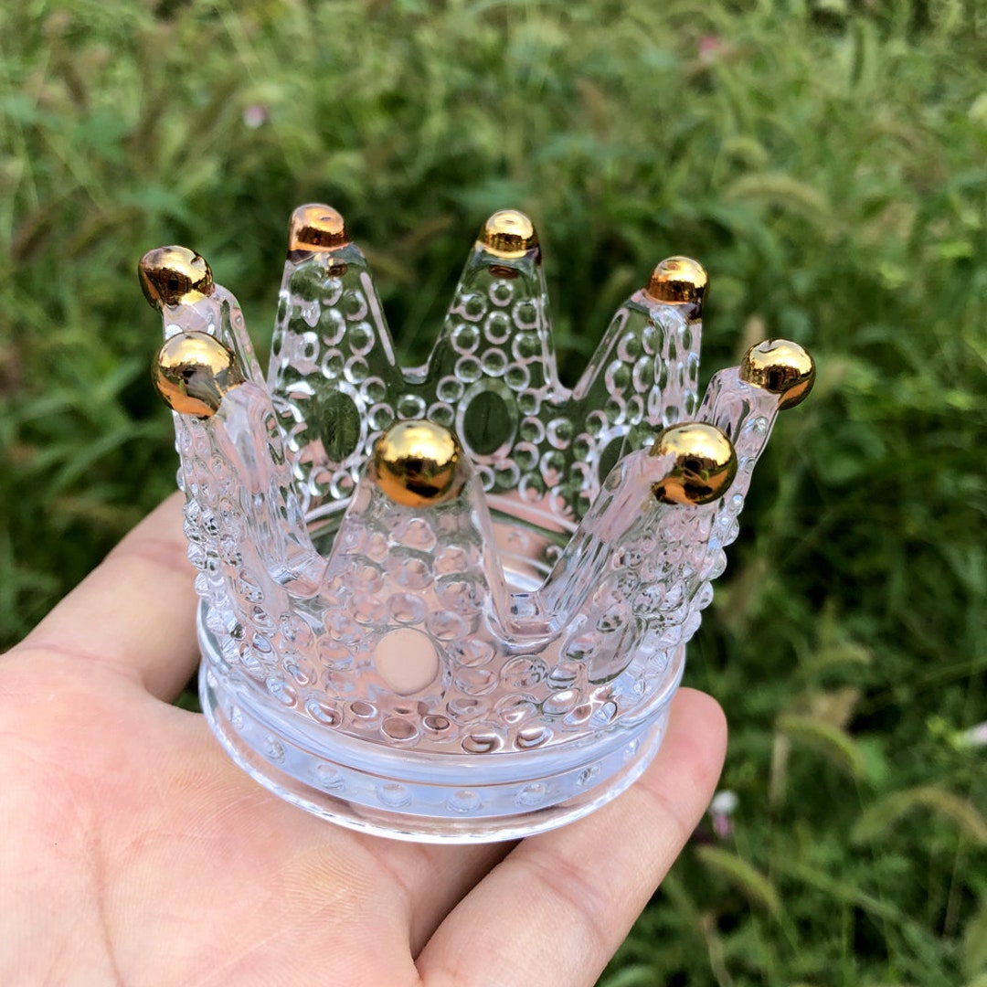 Light Luxury Glass Crystal Crown Candle Holder Necklace Ring Etsy
