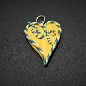 Yellow Heart Necklace Pendant Polymer Clay