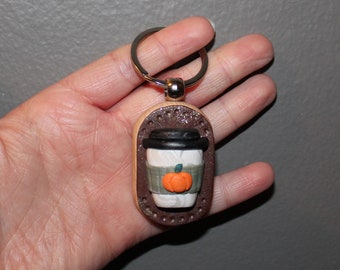 Pumpkin Spice Latte Koffie Sleutelhanger Polymeer Klei
