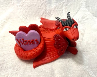Red Dragon Valentine’s Day Figurine Polymer Clay