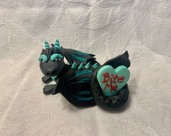 Black Dragon Valentines Day Figure Polymer Clay