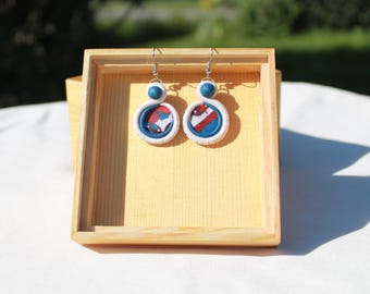 Red White and Blue Earrings Polymer Clay