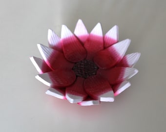 Maroon and White Flower Ring Dish Polymer Clay