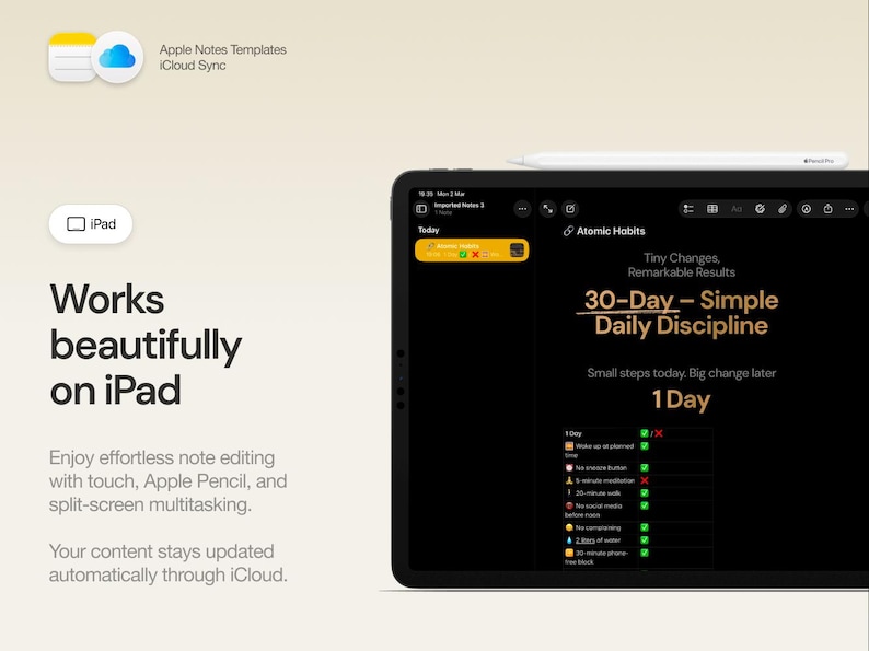 30 Day Mental Reset Habit Tracker — Atomic Habits Apple Notes Journal for iPhone, iPad & Mac image 5
