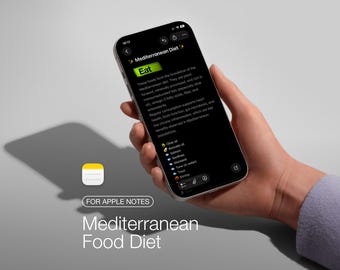 Lista de alimentos de la dieta mediterránea - Tabla de compras de Apple Notes Comer Limitar Evitar