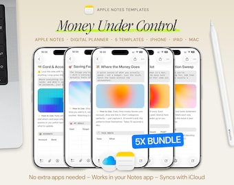 Money Apple Notes Templates | Budget, Bills & Savings Organizer | iPhone iPad Mac Bundle