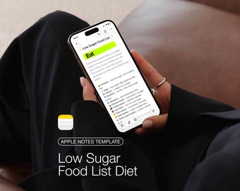 Lista de alimentos bajos en azúcar - Diabetes SOP Prediabetes Tabla de dieta Apple Notes