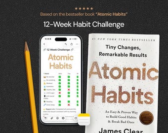 Reto de seguimiento de hábitos de 12 semanas: Hábitos Atómicos. Diario de Apple Notes para iPhone, iPad y Mac.