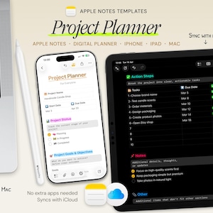 Project Planner with Task Tracker — Apple Notes Goals Productivity System
