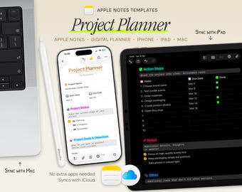 Project Planner with Task Tracker — Apple Notes Goals Productivity System