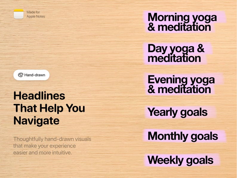 Mall för meditationsplanering – Morgon Kvällsyoga Apple Notes Mindfulness för iPhone, iPad och Mac bild 6