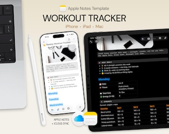 Planificador semanal de entrenamiento / Plantilla de Apple Notes (Agenda de fitness digital)