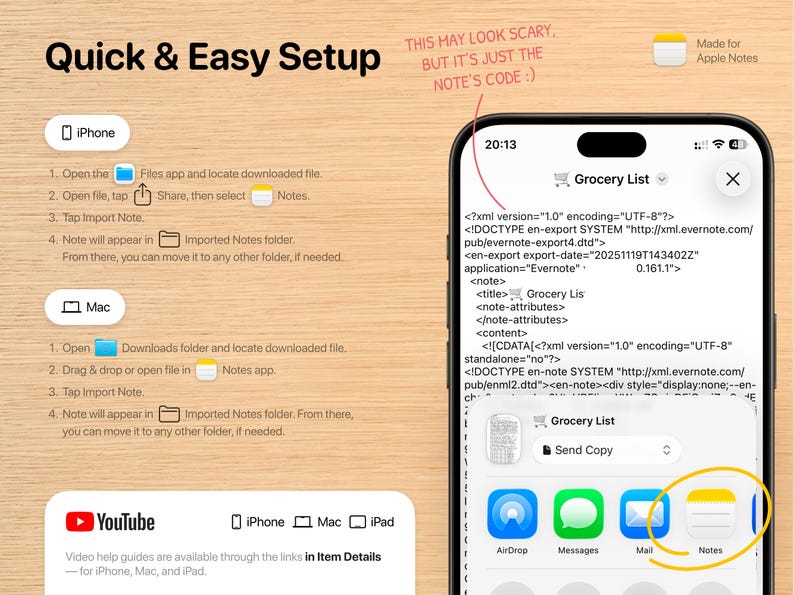Mall för meditationsplanering – Morgon Kvällsyoga Apple Notes Mindfulness för iPhone, iPad och Mac bild 10