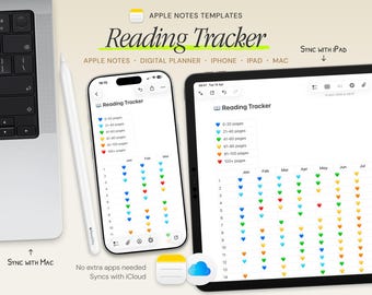 Reading Tracker Template – Book Habit Apple Notes Log for iPhone, iPad, Mac