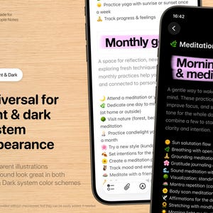 Mall för meditationsplanering – Morgon Kvällsyoga Apple Notes Mindfulness för iPhone, iPad och Mac bild 3