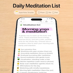 Mall för meditationsplanering – Morgon Kvällsyoga Apple Notes Mindfulness för iPhone, iPad och Mac bild 1