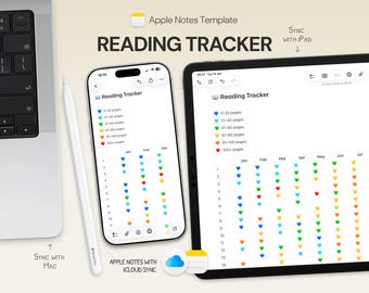 Plantilla de registro de lectura: registro de hábitos de lectura en Apple Notes para iPhone, iPad y Mac.