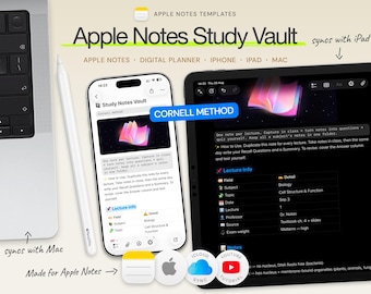 Student Academic Planner for Apple Notes — College, High School, University, School for iPhone, iPad, Mac (Digital Template)