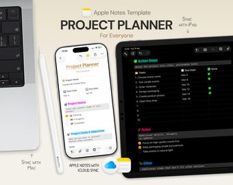 Project Planner with Task Tracker — Apple Notes Goals Productivity System